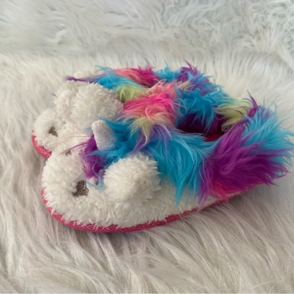 DearFoams Slippers Girls‎ Size 7-8 Unicorn Slip On Like New